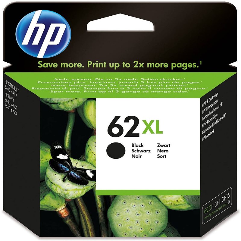 HP N9J71AE  HP 62 pack de 2 cartouches authentiques d'encre noire