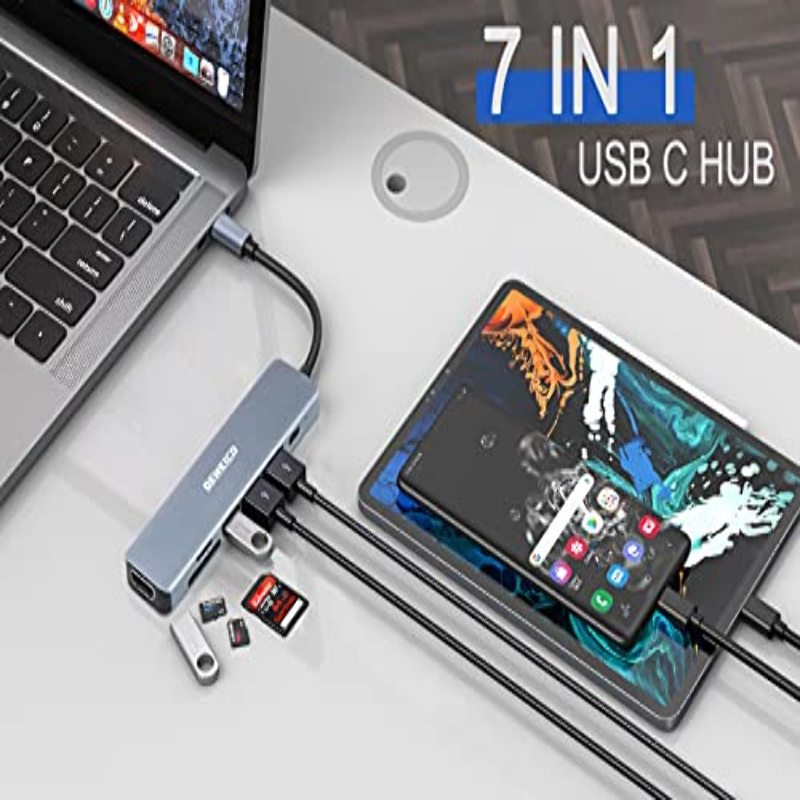 Hub USB C, 6 en 1 DEMKICO Adaptateur Multiport Type C avec HDMI 4K