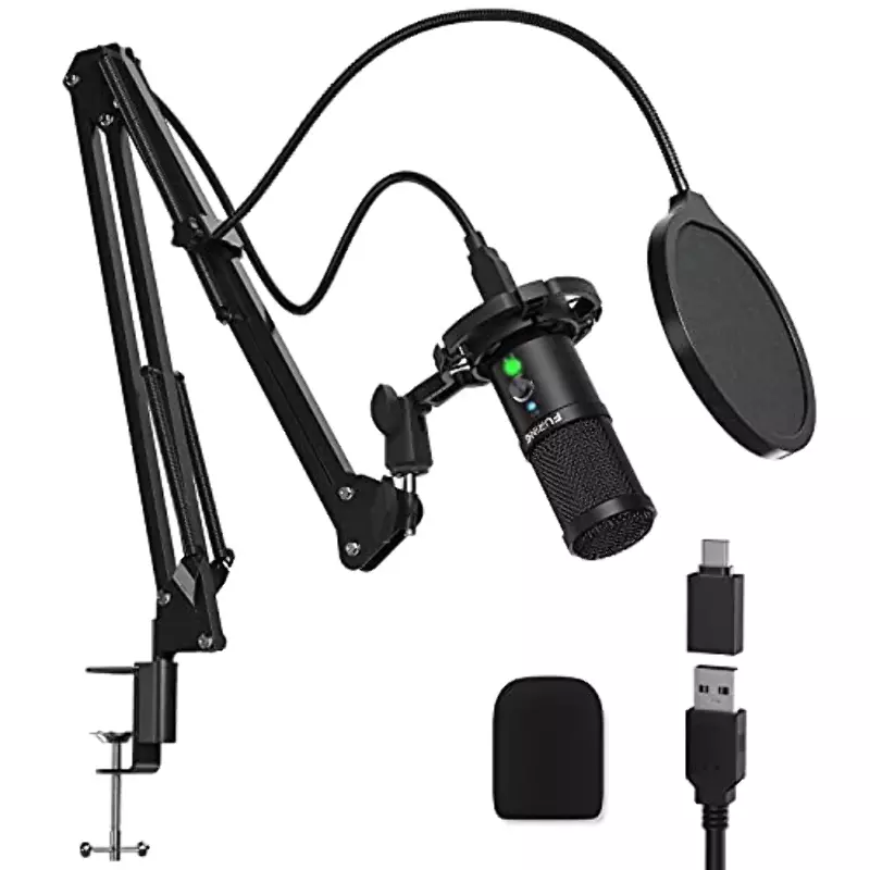 Microphone d'enregistrement de studio avec filtre anti-pop et kit de trois  supports, micro à condensateur USB pour ordinateur portable, PC, Mac