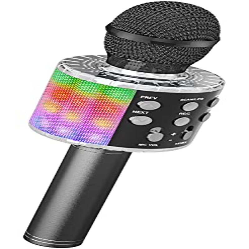 Sans fil Bluetooth Microphone Karaoké Portable Haut-Parleur KTV Joueur avec  LED Lumières de Danse Fonction D'enregistrement pour Enfant, ✓ Meilleur  prix au Maroc et ailleurs