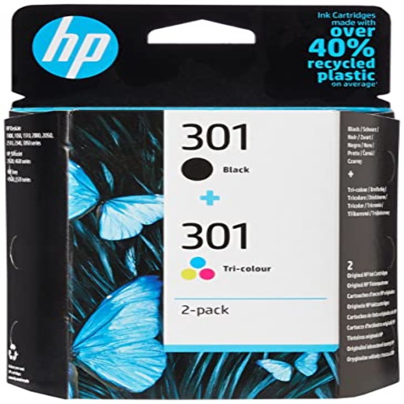 HP 301 XL Pack de 2 Cartouches d'Encre D'origine 301 XL Noire et 301 XL  Trois Couleurs - Cartouches Shop®