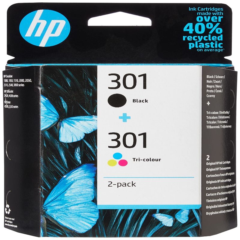 HP 301 - pack de 3 - noir x2 et 3 couleurs - cartouche d'encre originale  (E5Y87EE) Pas Cher