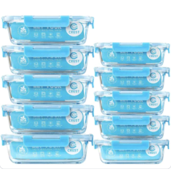 Glass Meal Prep Containers, [10 Pack] Glass Food Storage Containers with Lids, Airtight Glass Bento Boxes, BPA Free & Leak Proof (10 Lids & 10 Containers)